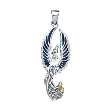 Alighting breakthrough of the Mythical Phoenix Silver and Gold Pendant MPD5680 - Jewelry